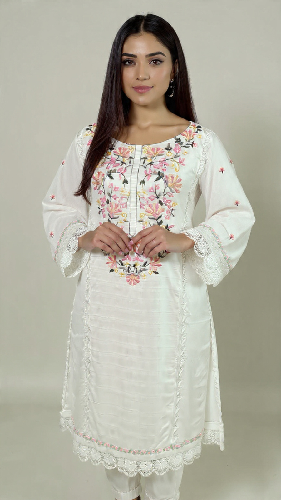 1pc Cotton Shirt Resham Work Stitched.