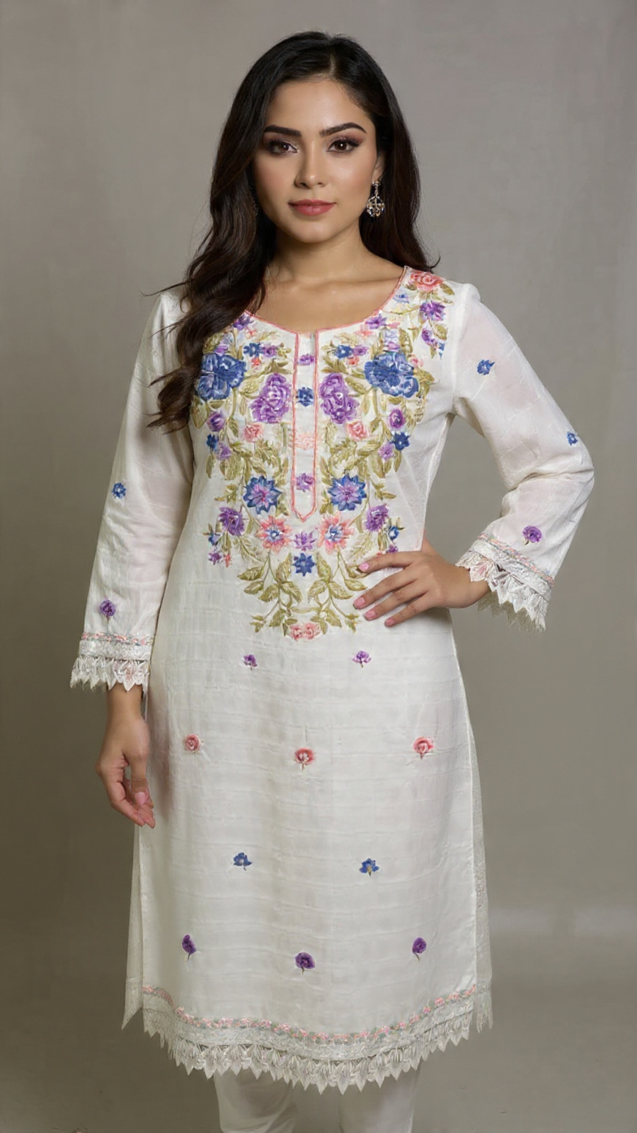 1pc Cotton Shirt Resham Work Stitched..