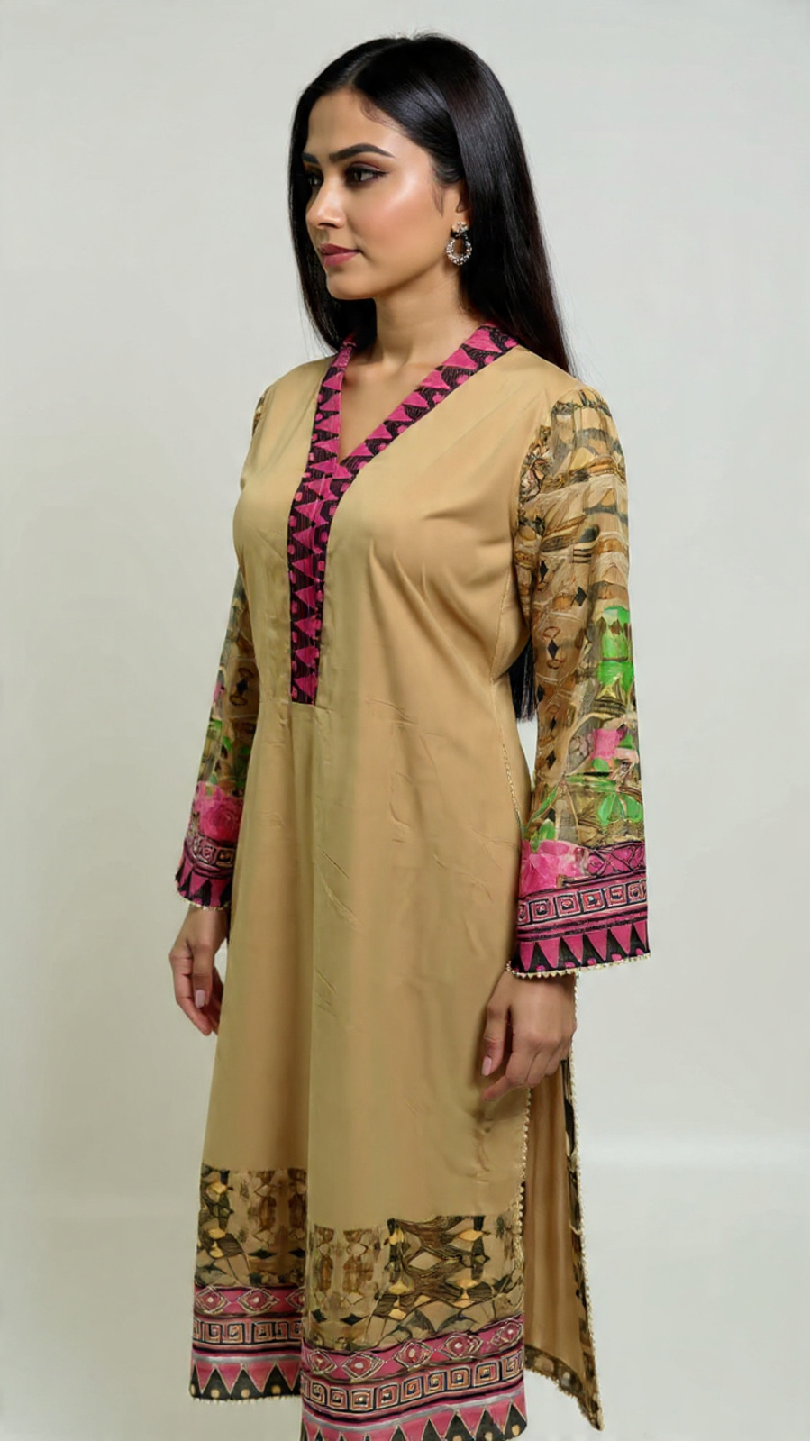 1pc Single Shirt Lawn With Masori Bronza Color