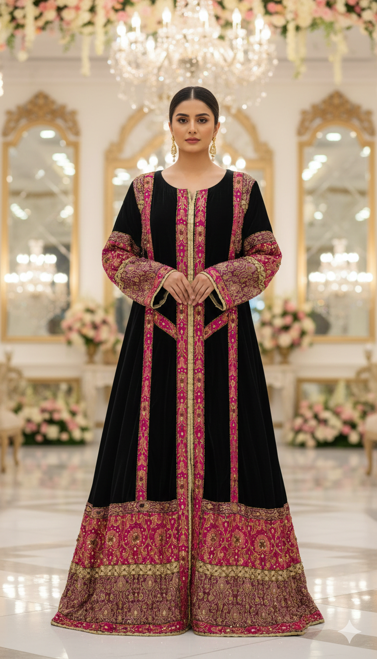 Bridal Gown Velvet Heavy Embroidary(Purple)